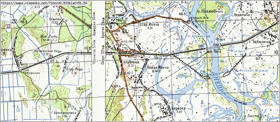 Карта НОВАЯ ИОЛЧА, Гомельская область, Брагинский район