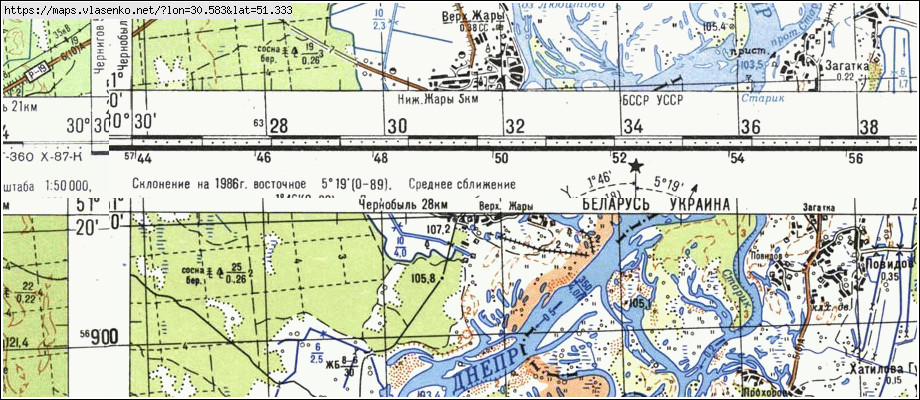 Карта брагинского района гомельской области со всеми деревнями до 1986 года