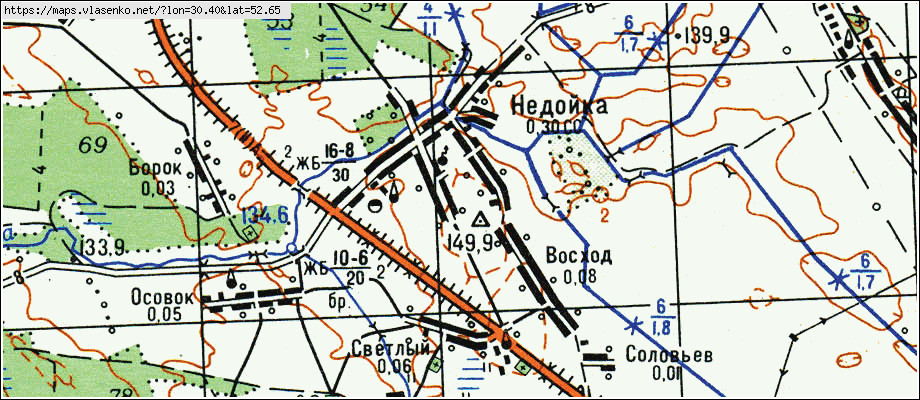 Карта НЕДОЙКА, Гомельская область, Буда-Кошелевский район