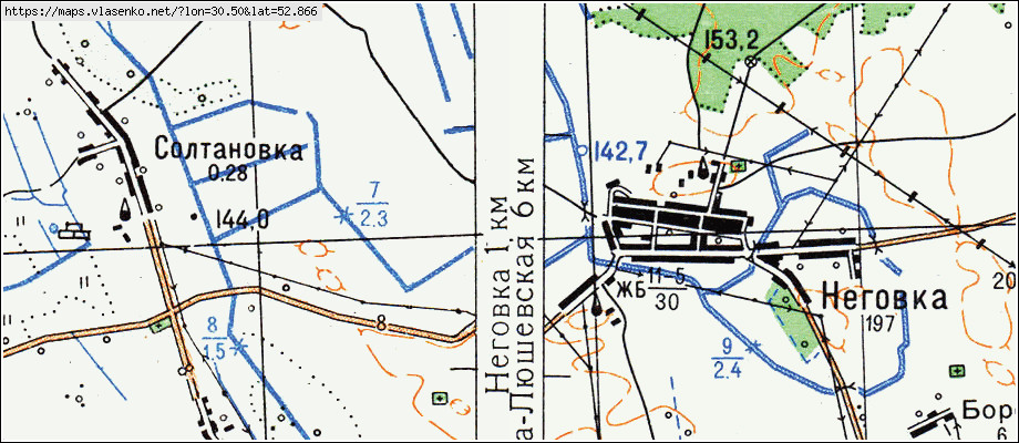 Карта НЕГОВКА, Гомельская область, Буда-Кошелевский район