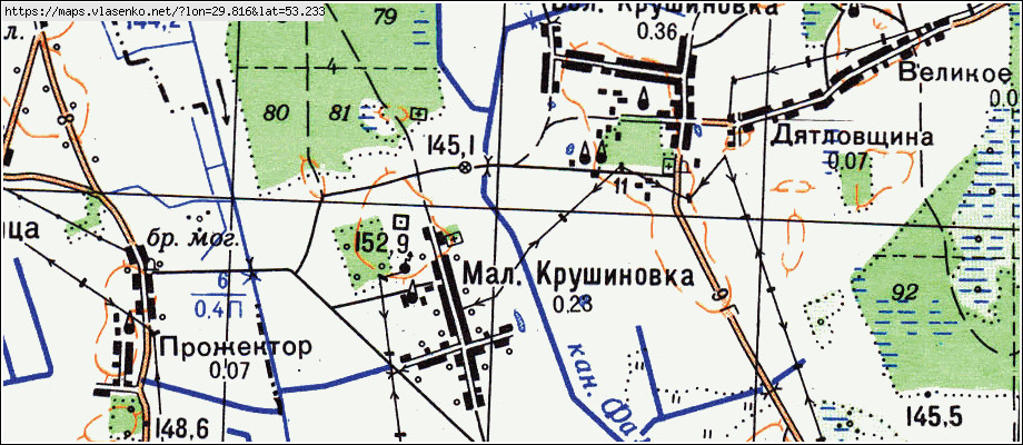 Карта БОЛЬШАЯ КРУШИНОВКА, Гомельская область, Гомельский район