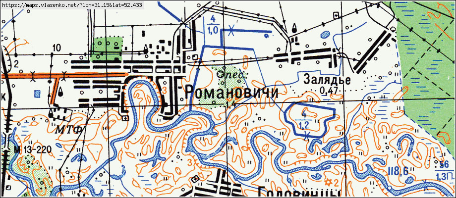 Карта РОМАНОВИЧИ, Гомельская область, Гомельский район