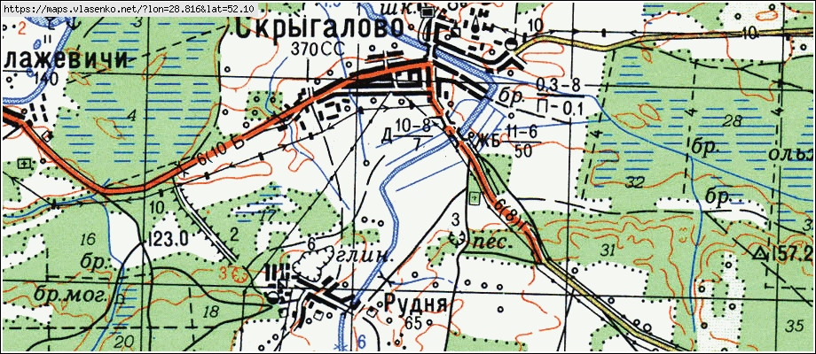 Карта СКРЫГАЛОВО, Гомельская область, Гомельский район