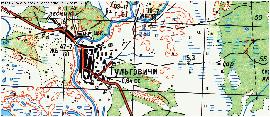 Карта ЛОМАЧИ, Гомельская область, Хойникский район