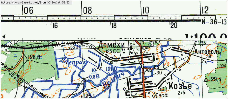 Карта ОМЕЛЬКОВЩИНА, Гомельская область, Хойникский район