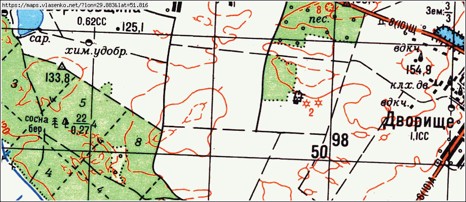 Карта СТРЕЛИЧЕВО, Гомельская область, Хойникский район