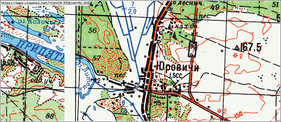 Карта ЮРОВИЧИ, Гомельская область, Калинковичский район