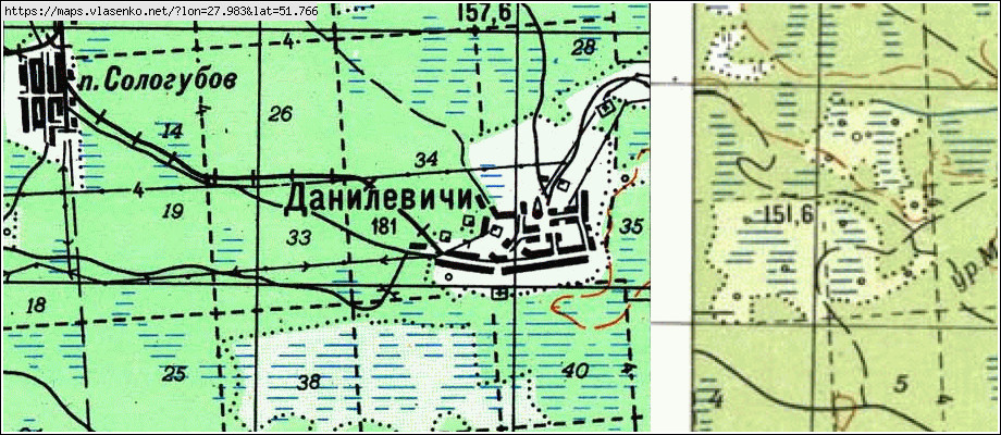 Карта ДАНИЛЕВИЧИ, Гомельская область, Лельчицкий район