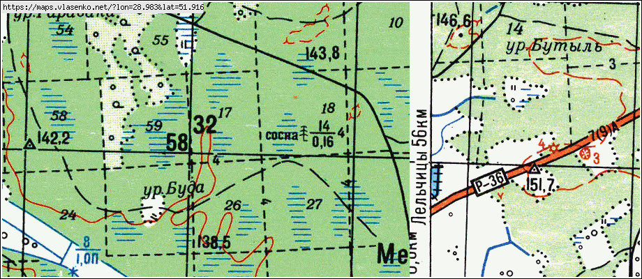 Карта МЕЛЕШКОВИЧИ, Гомельская область, Мозырьский район