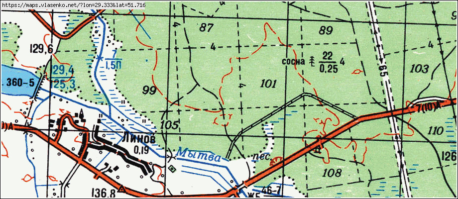 Карта ГОЛОВЧИЦЫ, Гомельская область, Наровлянский район