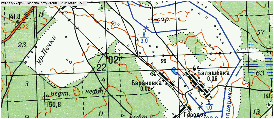 Карта ДУБРОВИЦА, Гомельская область, Октябрьский район