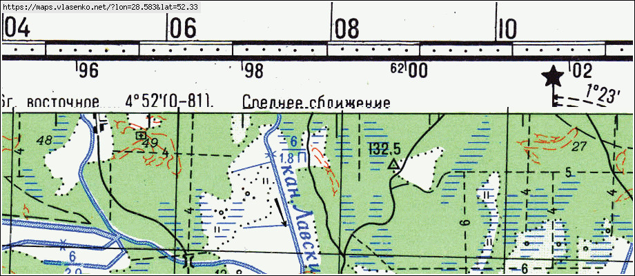 Карта СКОЛОДИН, Гомельская область, Октябрьский район