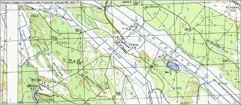 Карта УЛАСЫ, Гомельская область, Октябрьский район