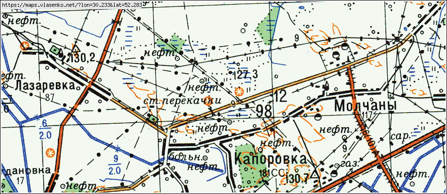 Карта КАПОРОВКА, Гомельская область, Речицкий район
