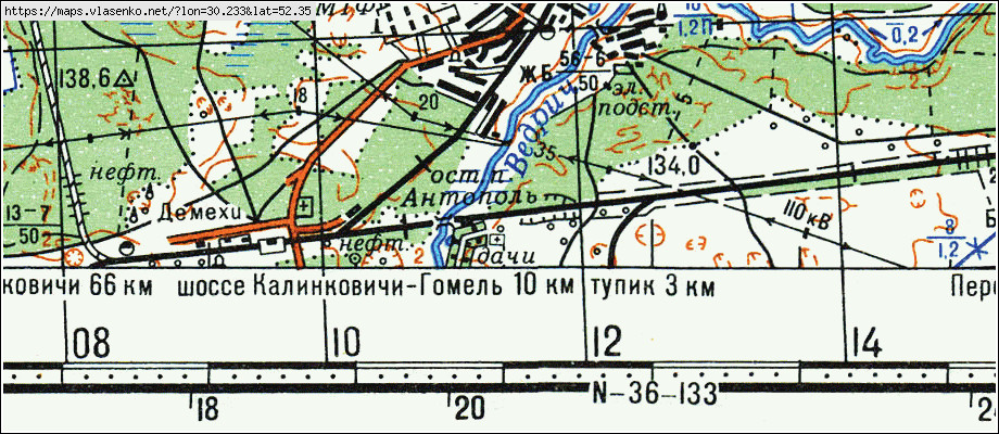 Карта СОЛТАНОВО, Гомельская область, Речицкий район