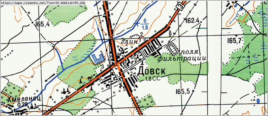 Карта ДОВСК, Гомельская область, Рогачевский район
