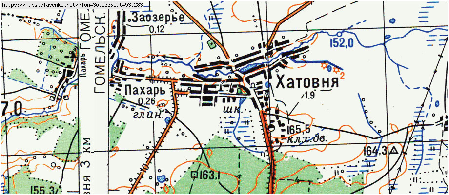 Карта ХАТОВНЯ, Гомельская область, Рогачевский район