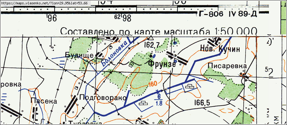 Карта СТРЕНЬКИ, Гомельская область, Рогачевский район