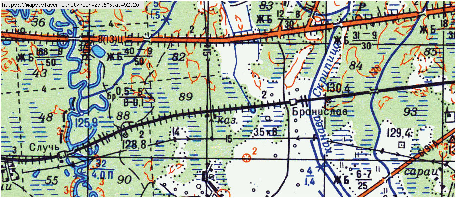 Карта БРОНИСЛАВ, Гомельская область, Житковичский район