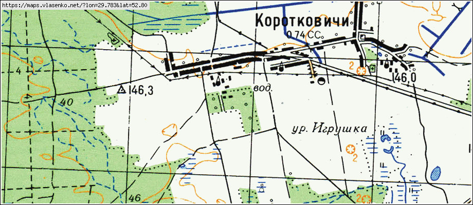 Карта КОРОТКОВИЧИ, Гомельская область, Жлобинский район