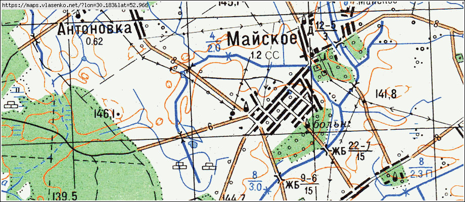 Карта МАЙСКОЕ, Гомельская область, Жлобинский район