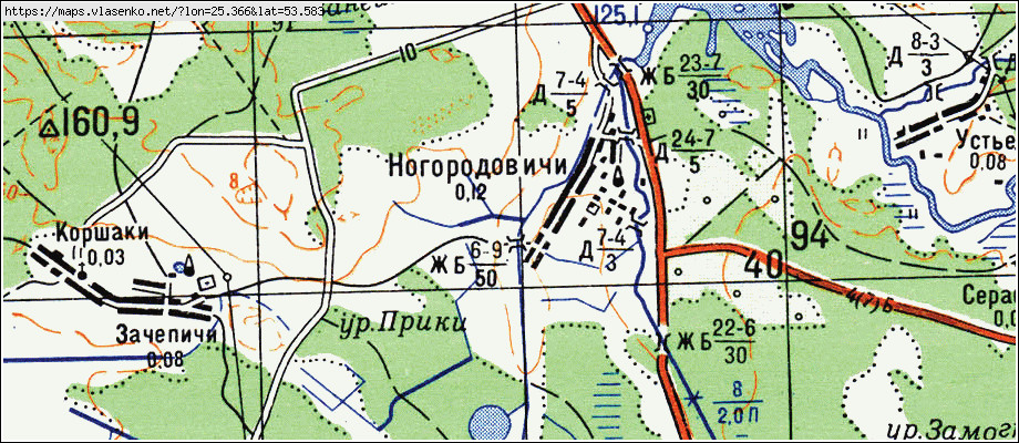 Карта слонимского района подробная с деревнями и дорогами