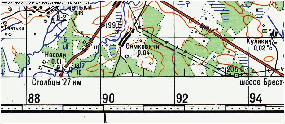 Карта столбцовского района подробная