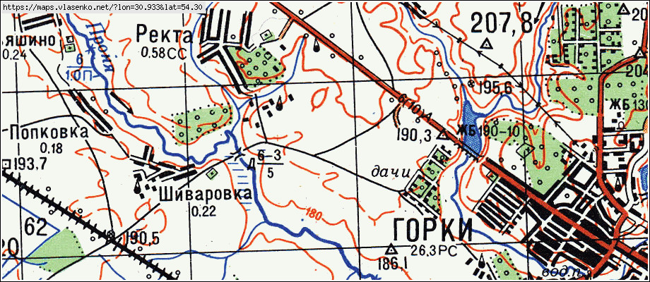 Карта ГОРКИ, Могилевская область, Горецкий район