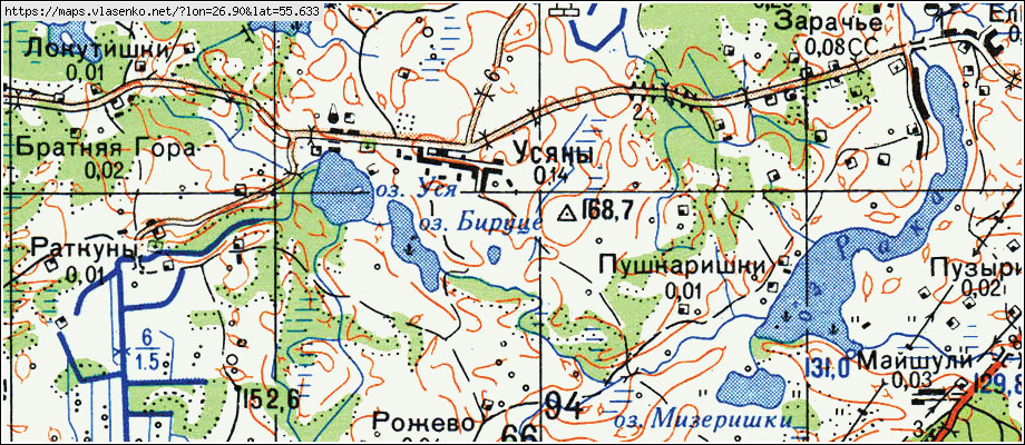 Карта УСЯНЫ, Витебская область, Браславский район