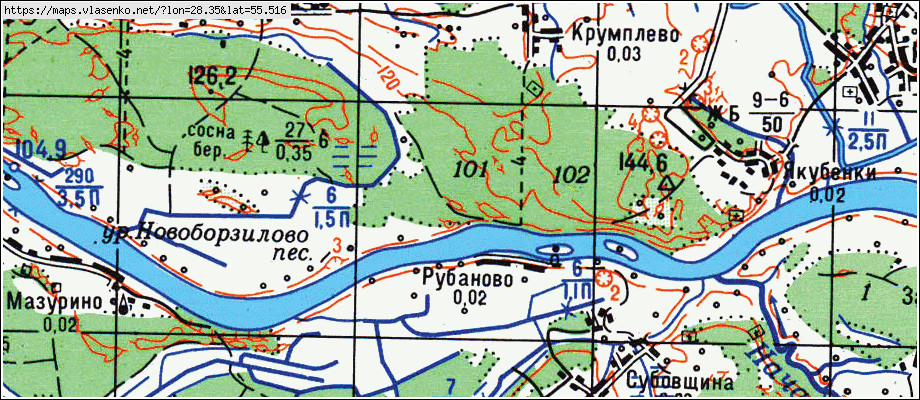 Карта ушачских озер