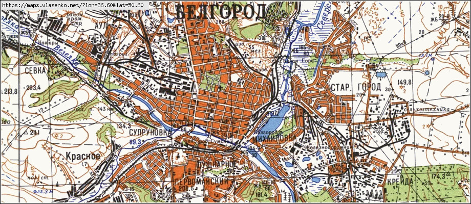 Карта БЕЛГОРОД, Белгородская область, Белгородский район