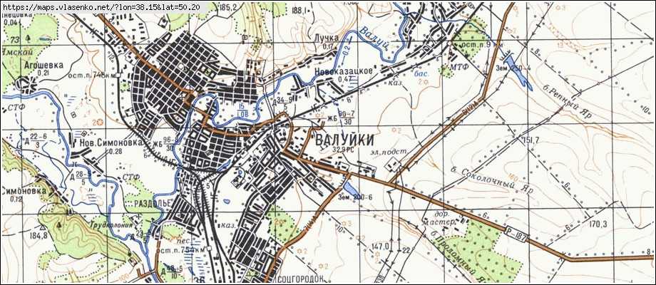 Карта валуйского района белгородской области с селами и граница