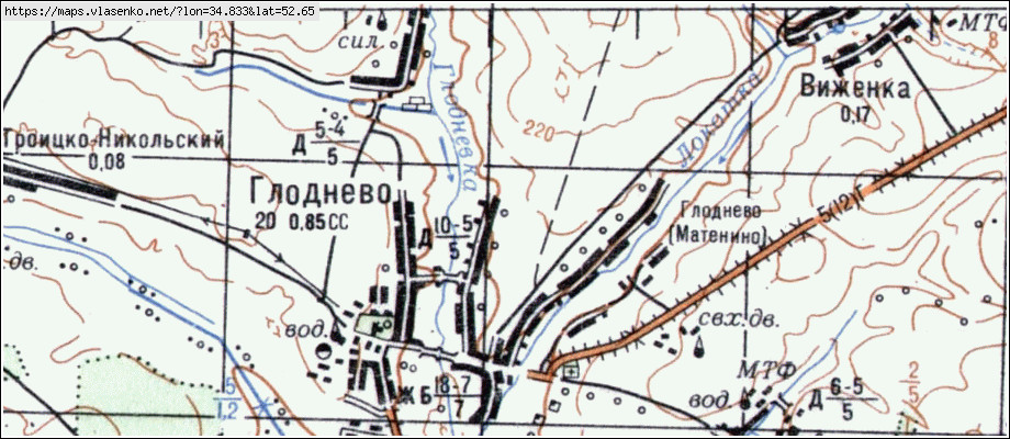 Карта ГЛОДНЕВО, Брянская область, Брасовский район
