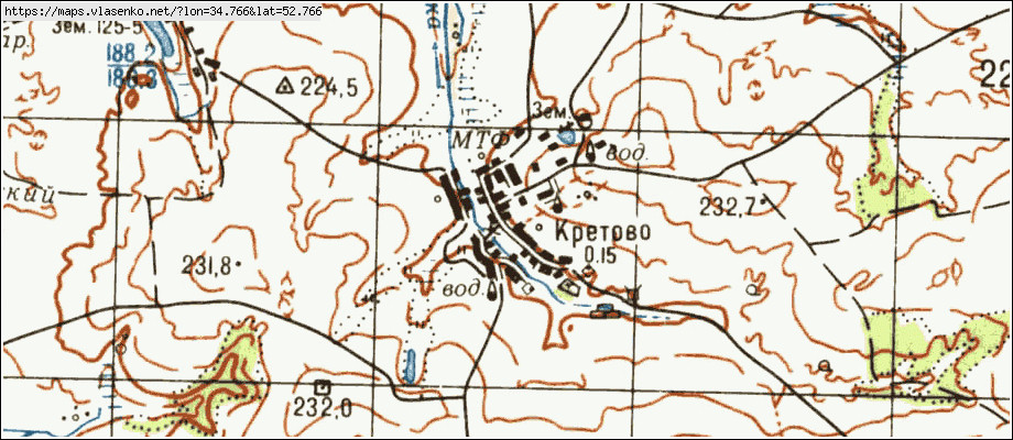 Карта КРЕТОВО, Брянская область, Брасовский район