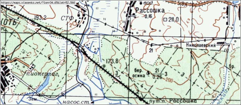 Карта РАССОШКА, Брянская область, Брасовский район