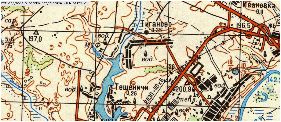 Карта ТИГАНОВО, Брянская область, Брянский район