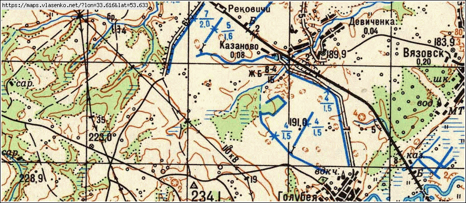Карта КАЗАНОВО, Брянская область, Дубровский район