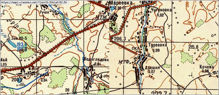 Карта МАРЕЕВКА, Брянская область, Дубровский район