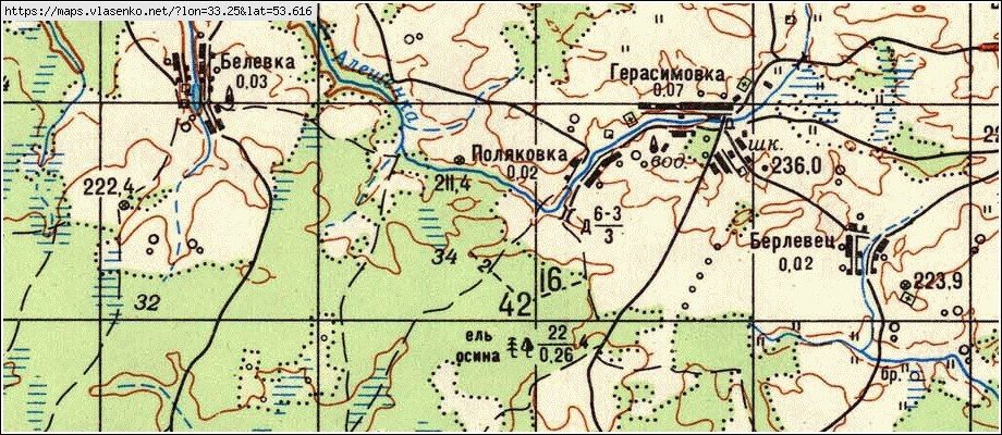 Карта ПОЛЯКОВКА, Брянская область, Дубровский район