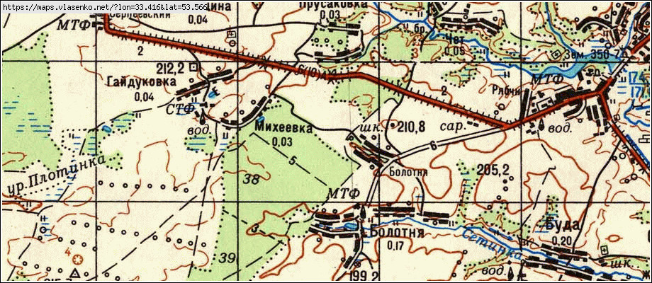 Карта ПРУСАКОВКА, Брянская область, Дубровский район