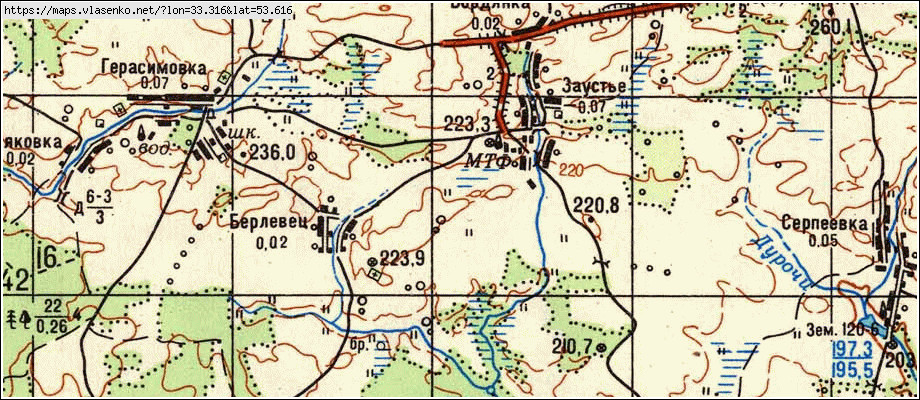 Карта ЗАУСТЬЕ, Брянская область, Дубровский район