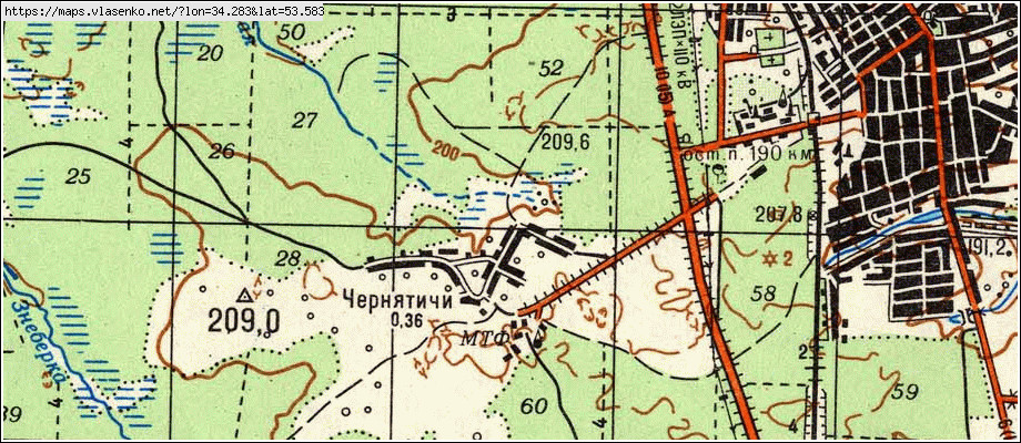 Карта ЧЕРНЯТИЧИ, Брянская область, Дятьковский район