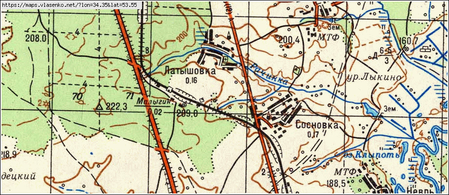 Карта ЛАТЫШЕВКА, Брянская область, Дятьковский район