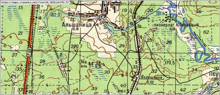 Карта ОЛЬШАНИЦА, Брянская область, Дятьковский район