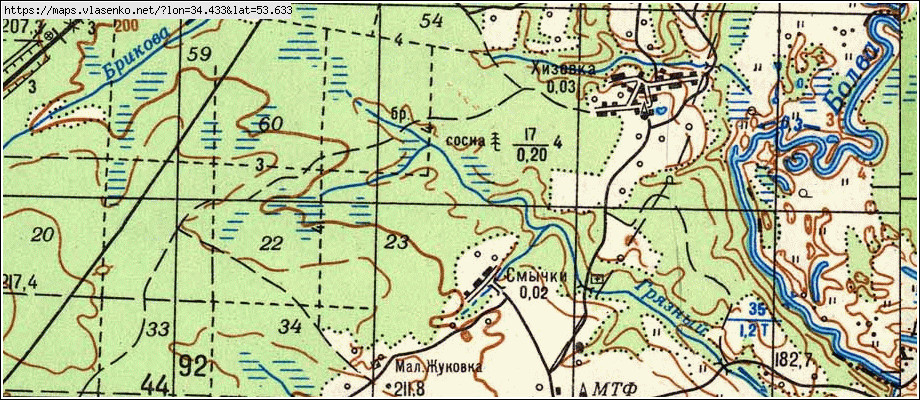 Топографическая карта дятьковского района