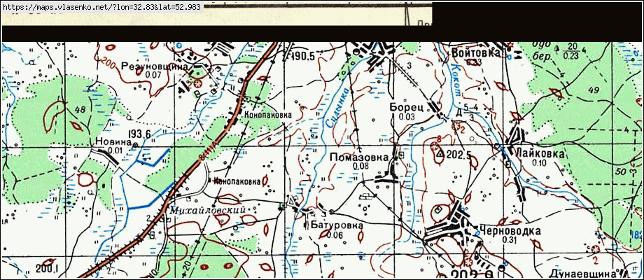 Карта ДАНИЛОВКА, Брянская область, Гордеевский район
