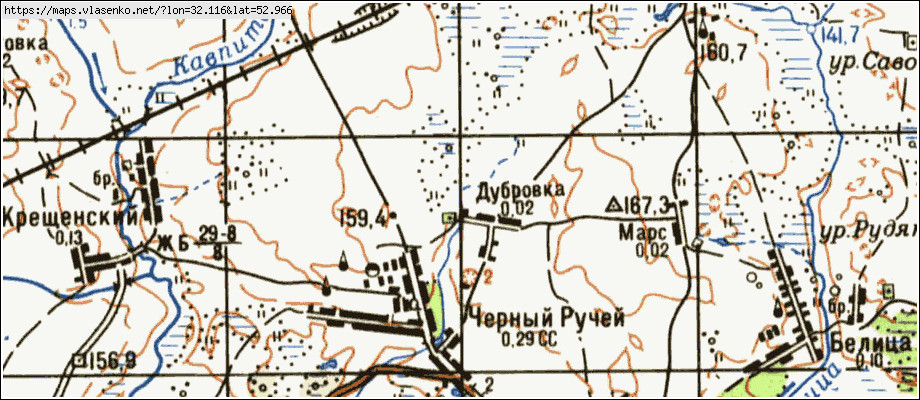 Карта ДУБРОВКА, Брянская область, Гордеевский район