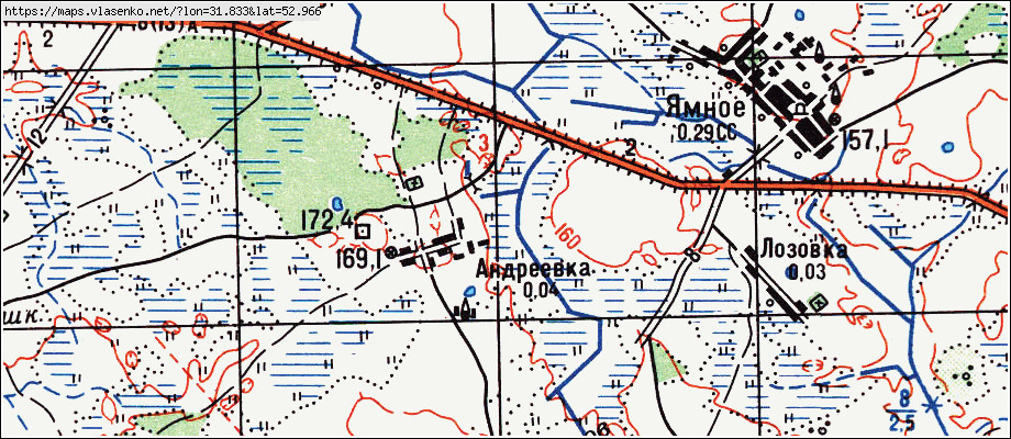 Карта ЛОЗОВКА, Брянская область, Гордеевский район