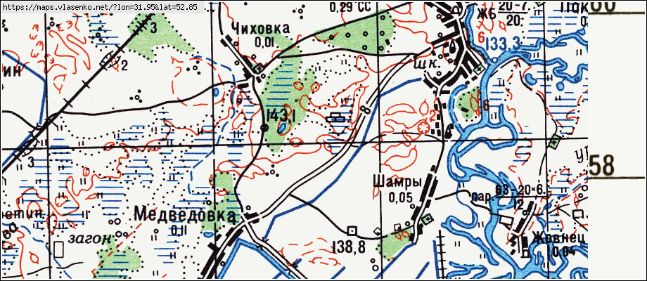 Карта МУРАВИНКА, Брянская область, Гордеевский район