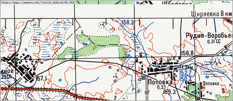 Карта ПОПОВКА, Брянская область, Гордеевский район